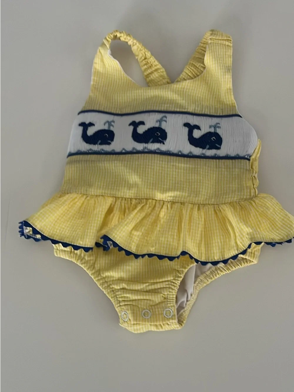 Yellow Whale Smocked One-Piece Swimsuit for Kids